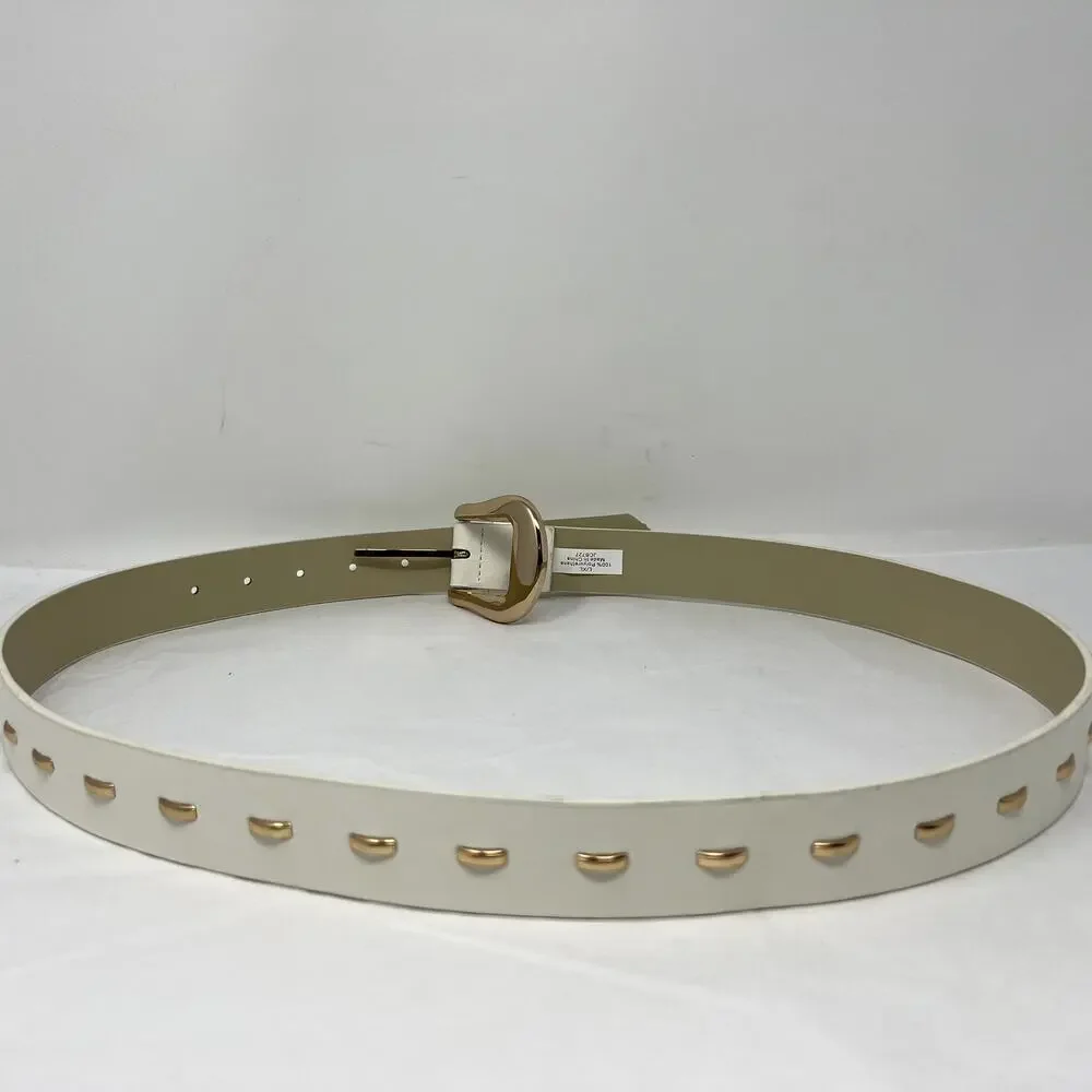 Juicy Couture Buckle Belt Women Size L / XL White 100% Polyurethane Gold Tone